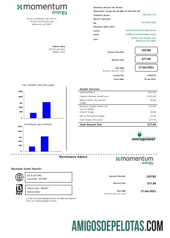 Projeto de lei de serviços públicos de energia da Austrália amostra